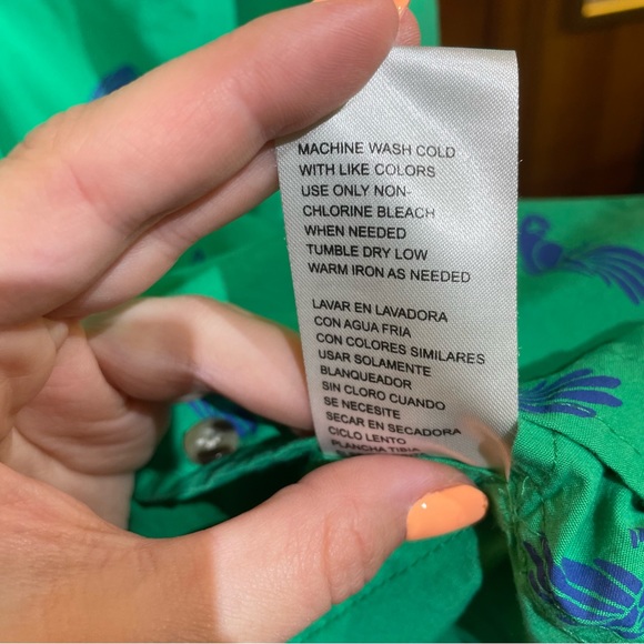 Plugg Green and Blue Parrot Short Sleeve Button Up - size S - Picture 5 of 5